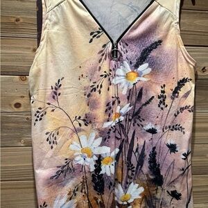 Floral Sleeveless Top with Zipper